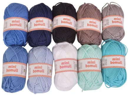 Järbo Minibomull Garnpakke 09 Blå og Grå nuancer 10g - 10 stk - Järbo Minibomull Garnpakke 09 Blå og Grå nuancer